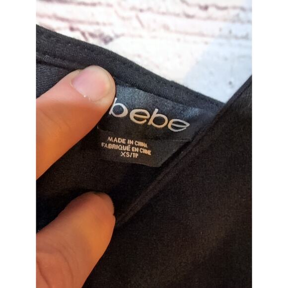 Bebe Studded Cropped Top Women XSmall Black Holiday Party Biker Goth Festival - Picture 4 of 10